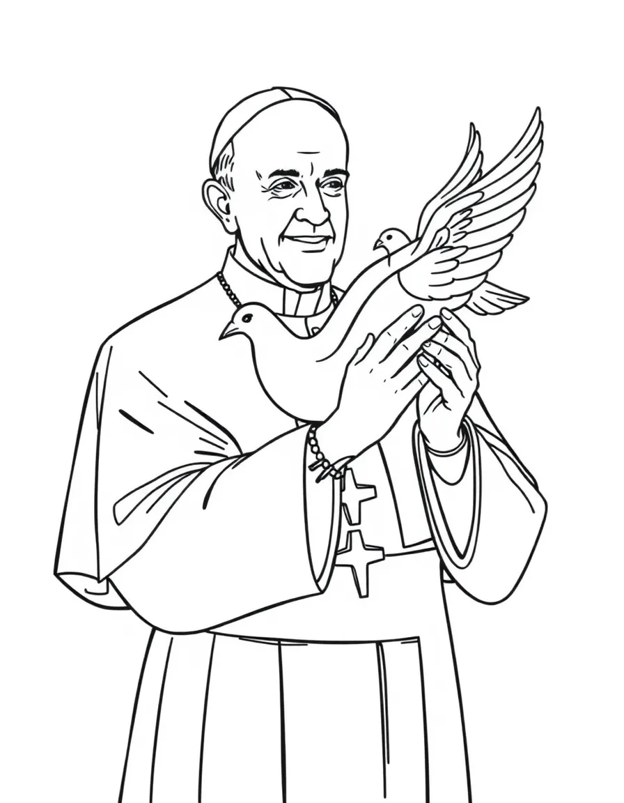 Pope Francis holding a dove.