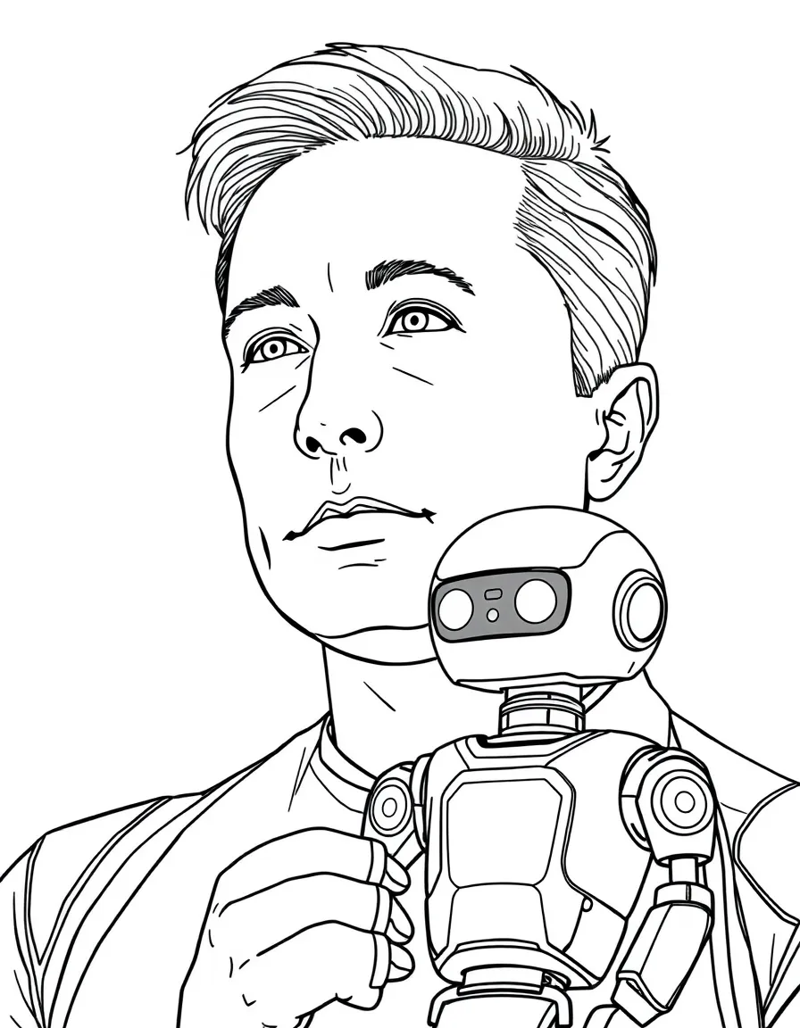 Elon Musk with a small robot.