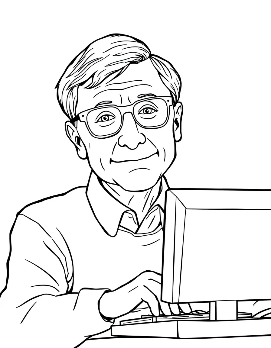 Bill Gates with a computer.