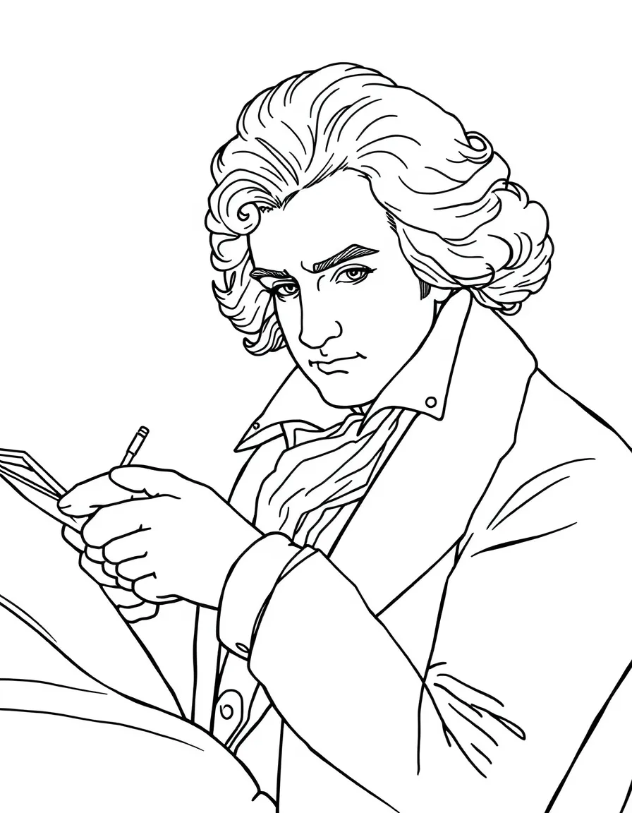 Ludwig van Beethoven composing.