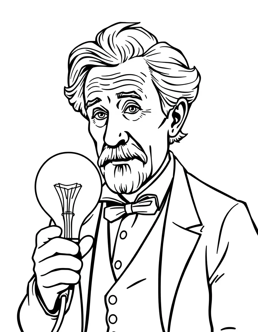 Thomas Edison with a lightbulb.