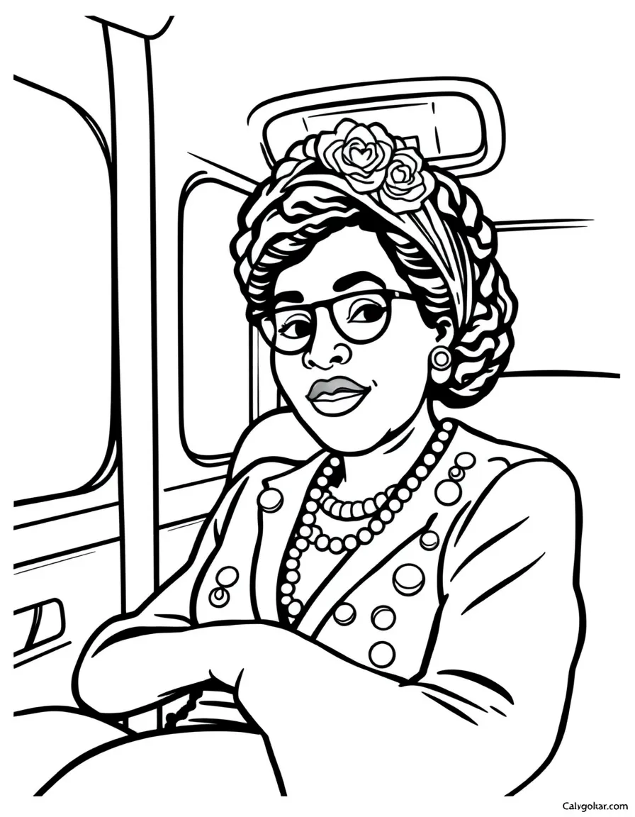 Rosa Parks on a bus.