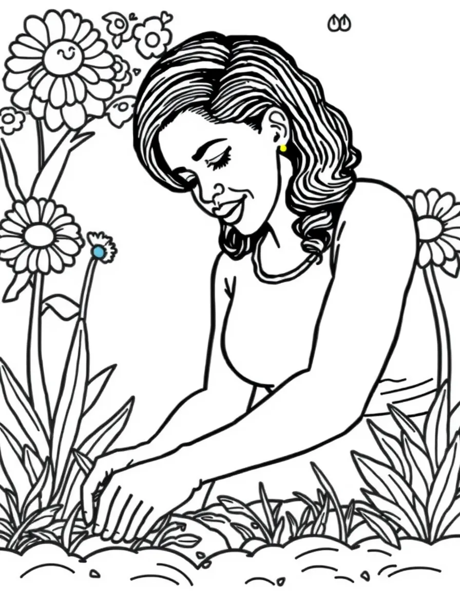 Michelle Obama gardening.