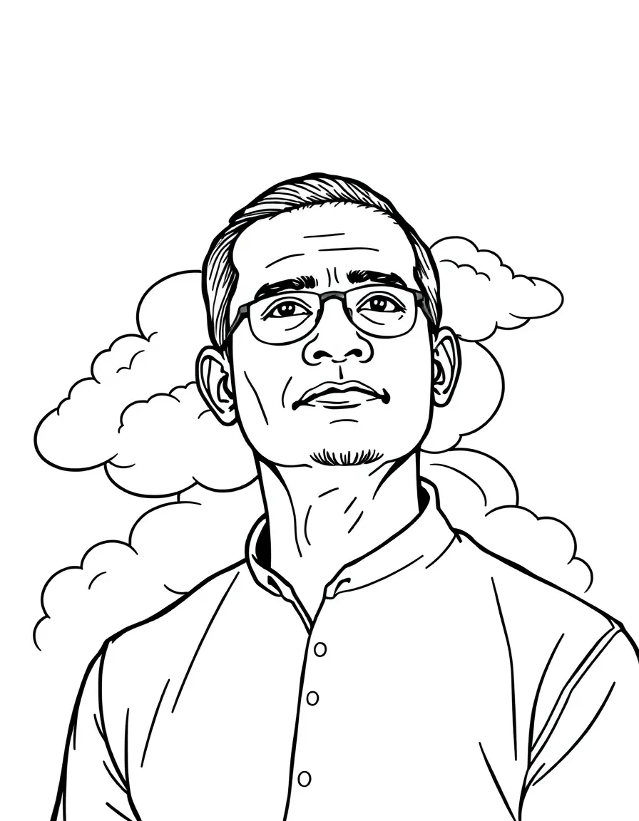 Satya Nadella with a cloud.