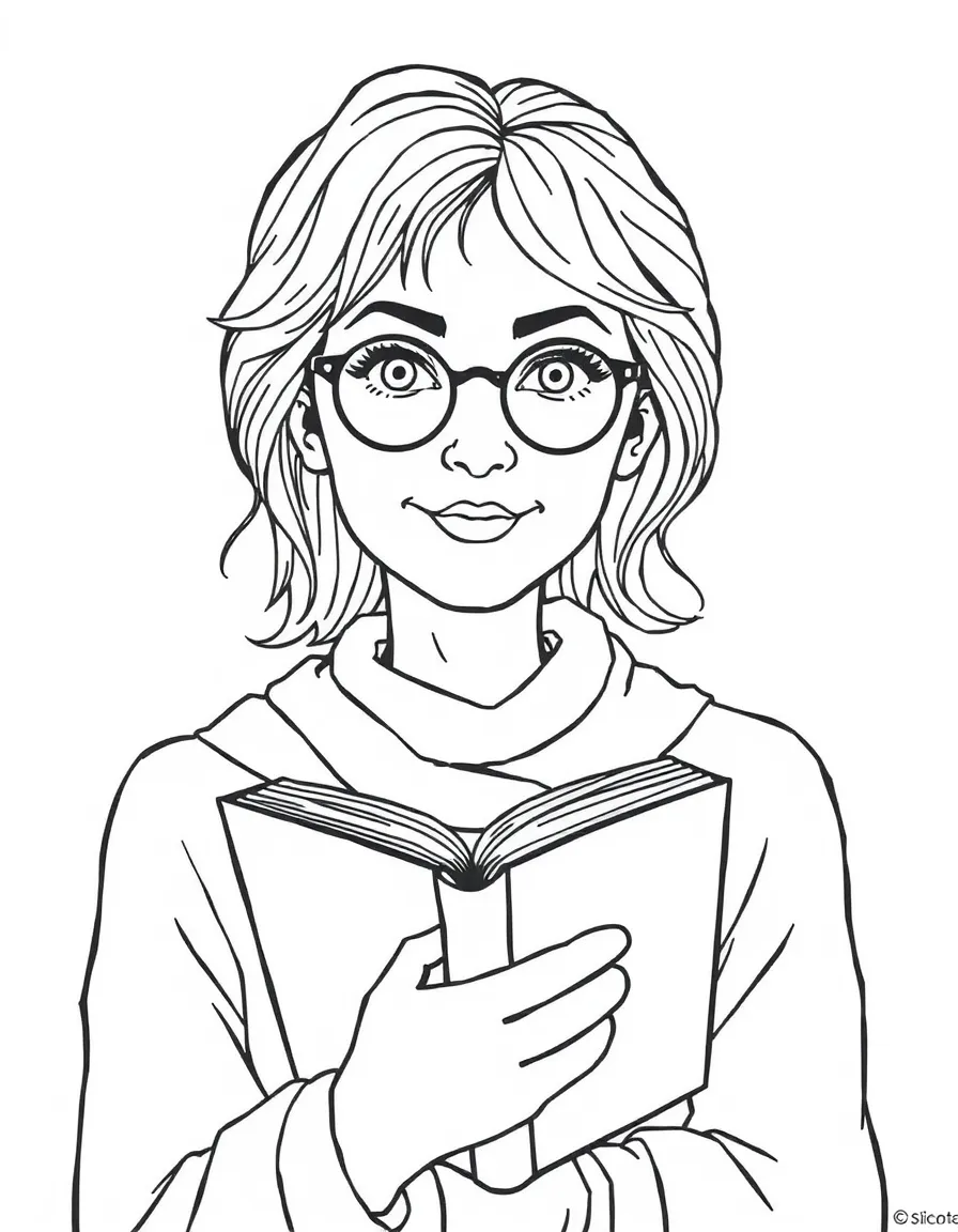 J.K. Rowling with a book.