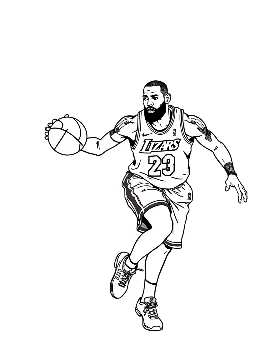 LeBron James dribbling.