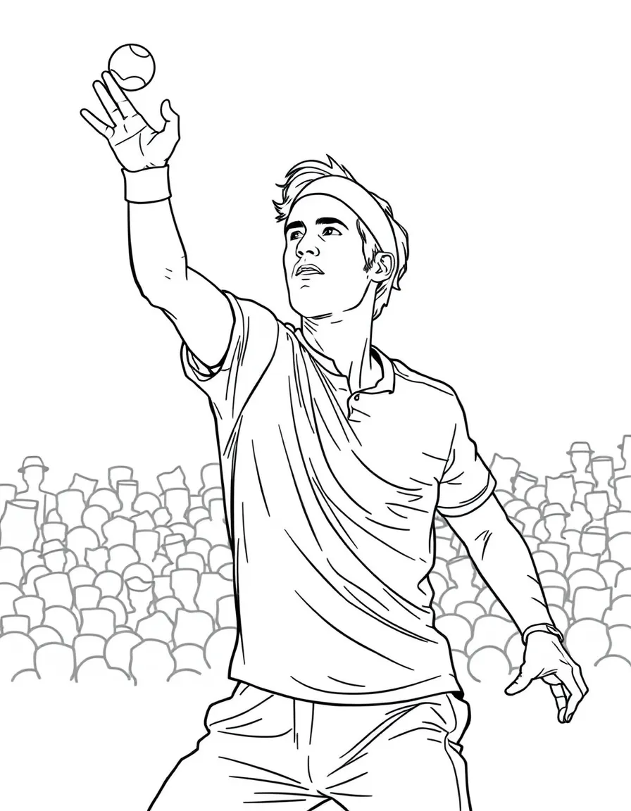 Roger Federer serving.