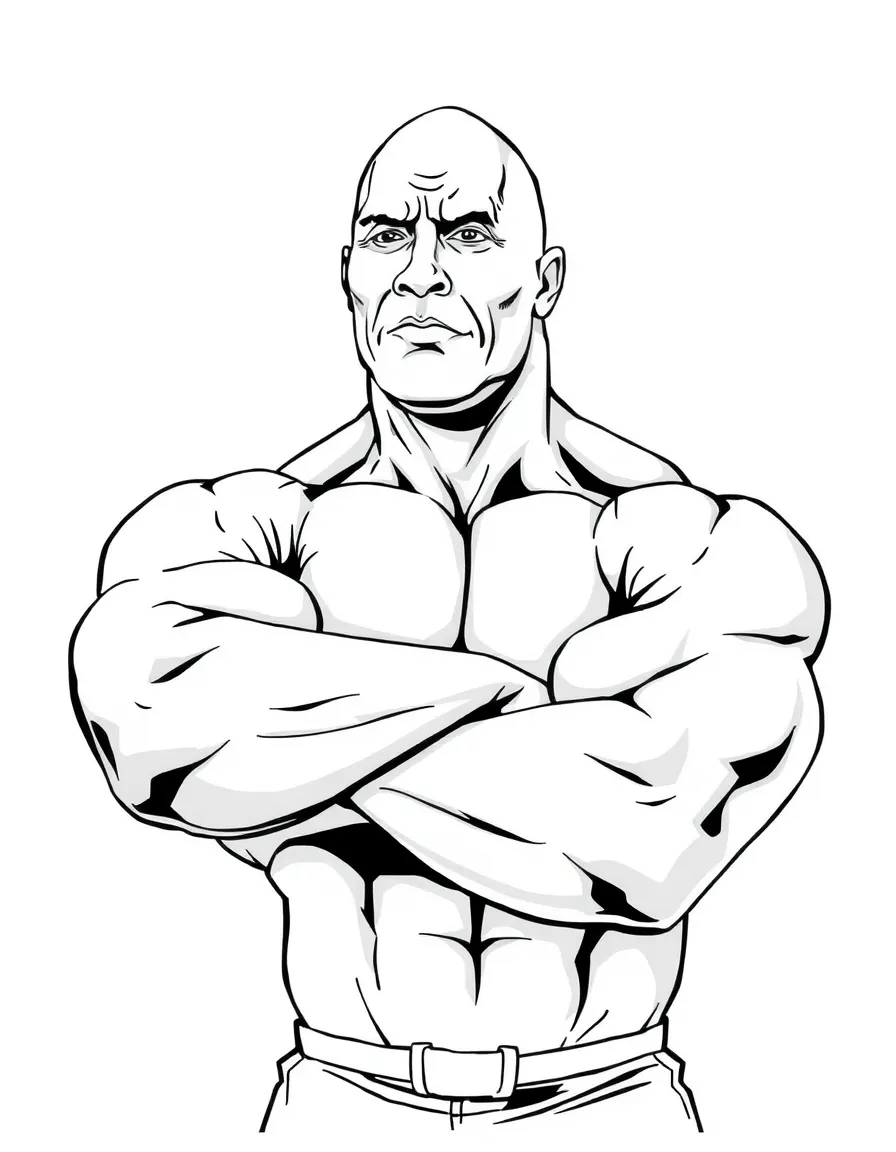 Dwayne "The Rock" Johnson flexing.