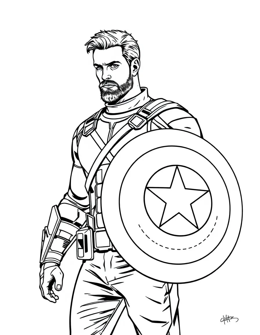 Chris Evans holding a shield.