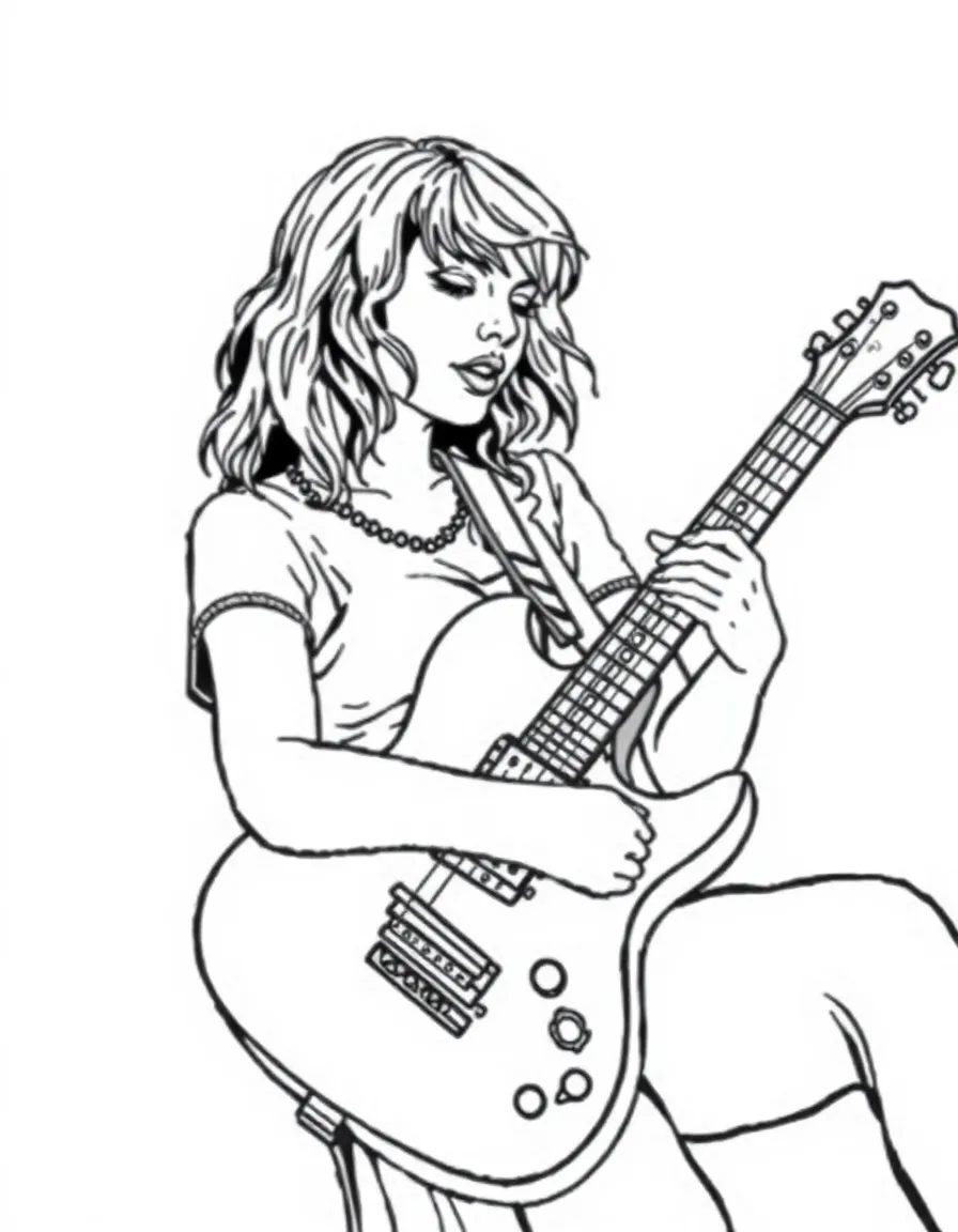 Taylor Swift playing guitar.