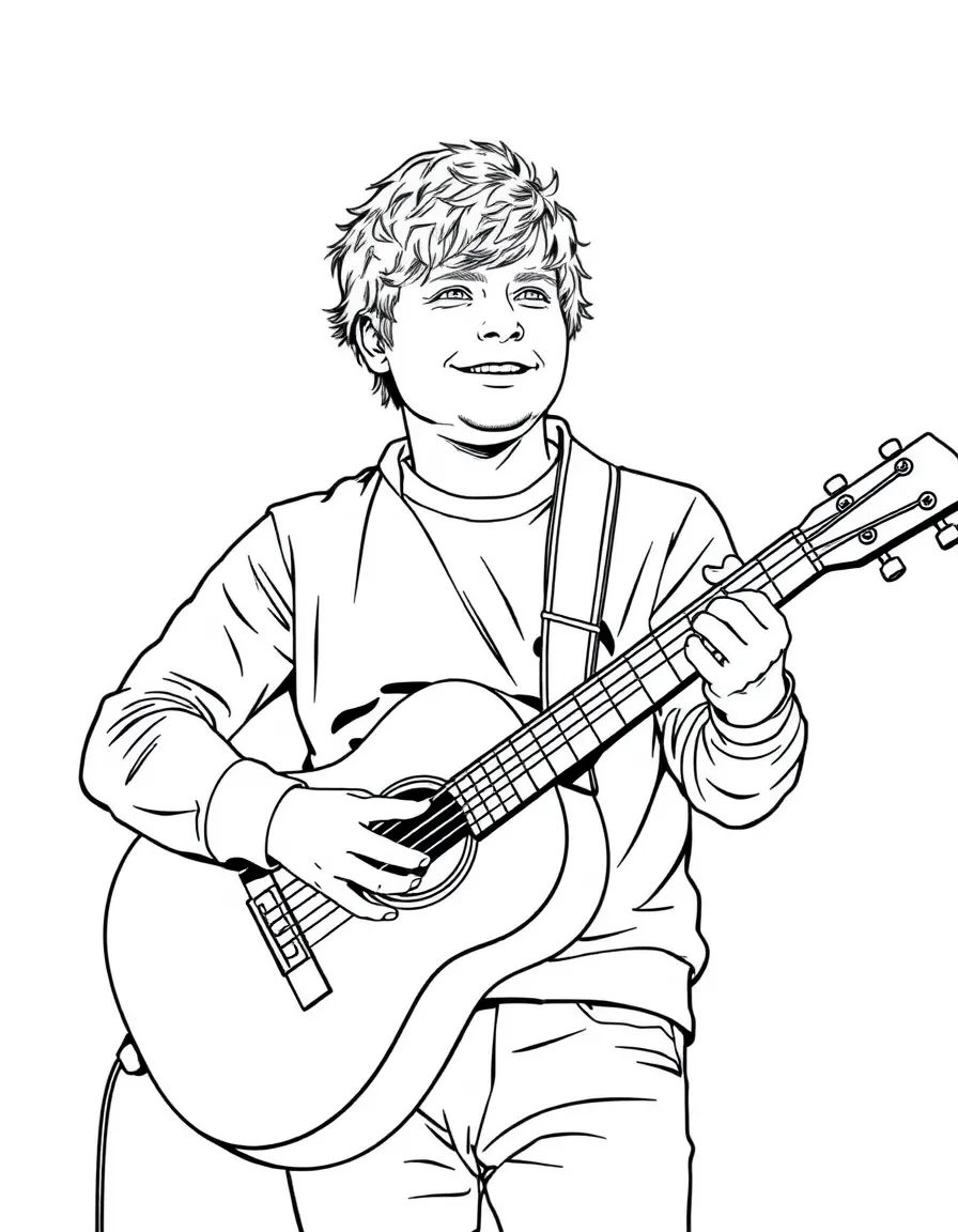 Ed Sheeran with an acoustic guitar.