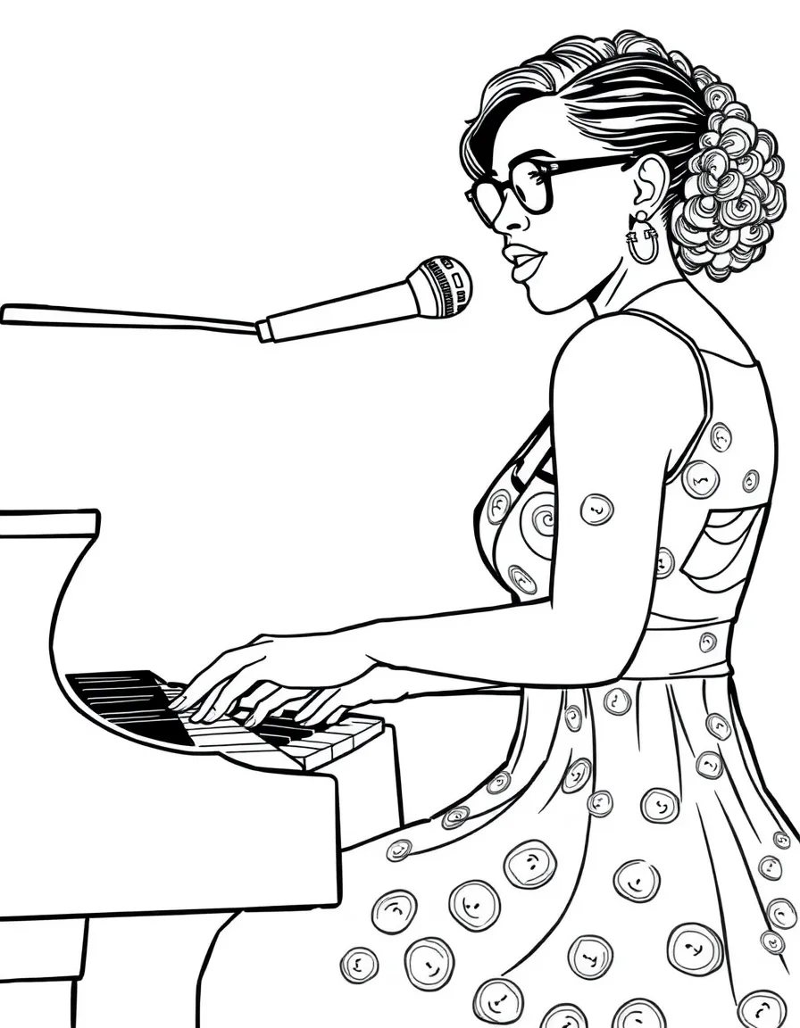Alicia Keys playing piano.