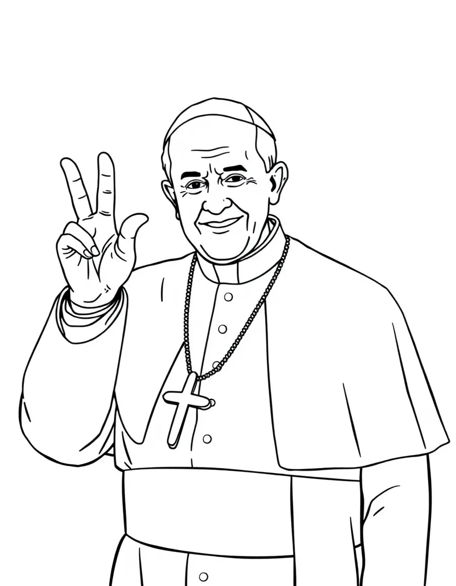 Pope Francis making a peace sign.