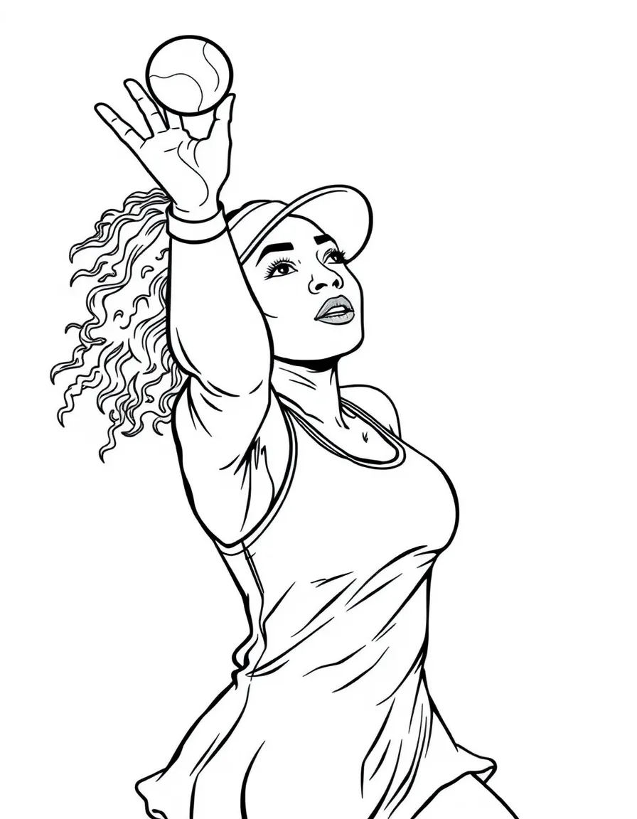 Serena Williams serving.