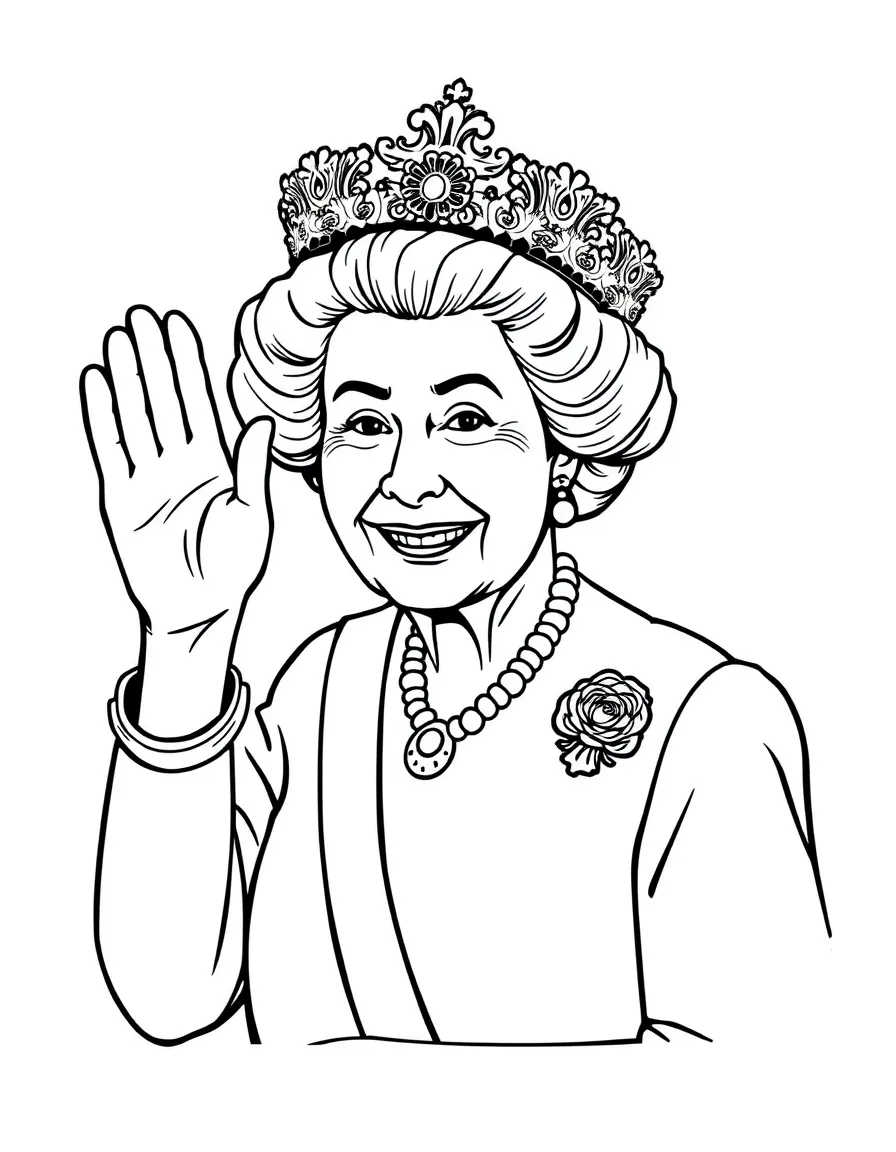 Queen Elizabeth II waving.