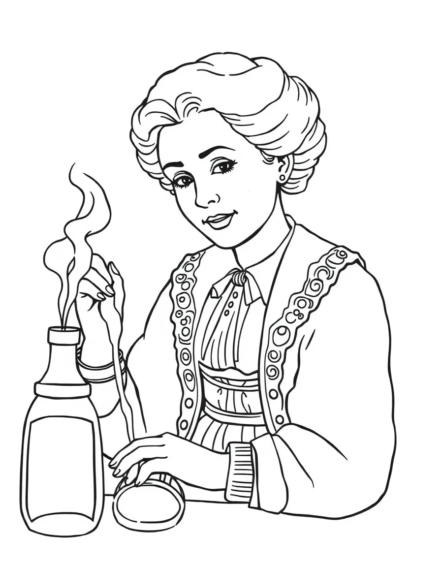 Marie Curie experimenting.
