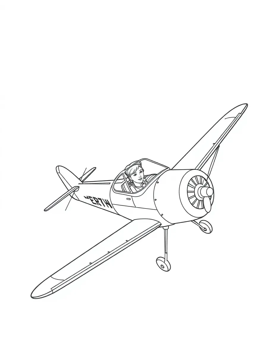 Amelia Earhart flying.