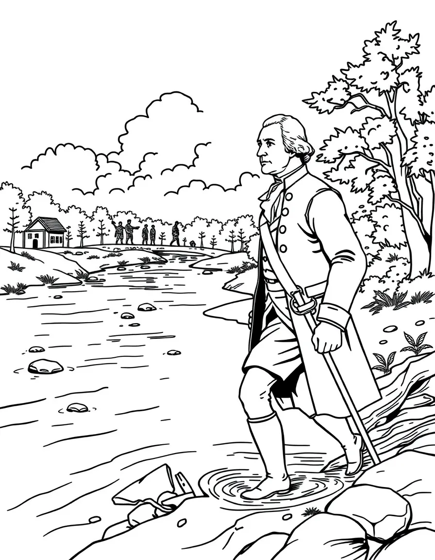 George Washington crossing a river.