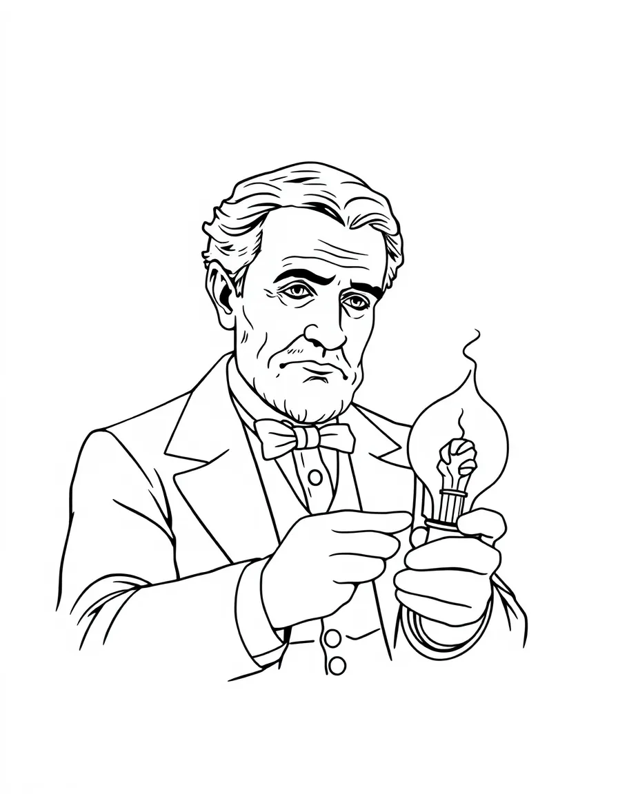 Thomas Edison inventing.