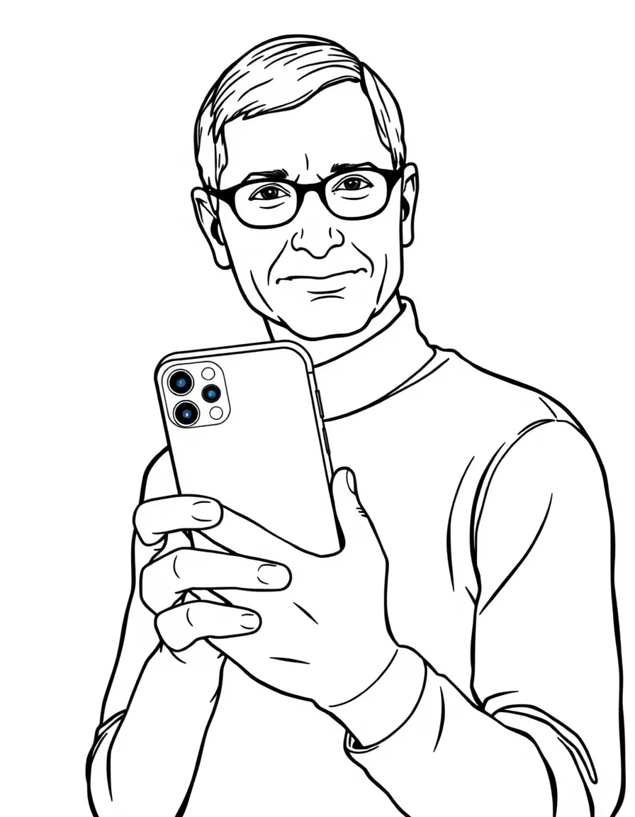 Tim Cook holding an iPhone.