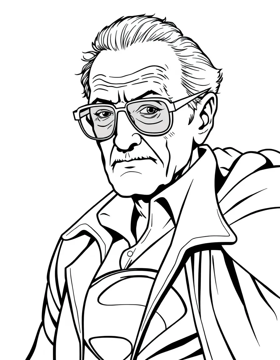 Stan Lee with a superhero.