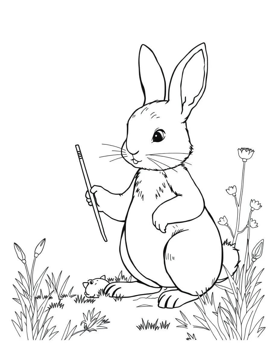 Beatrix Potter with Peter Rabbit.