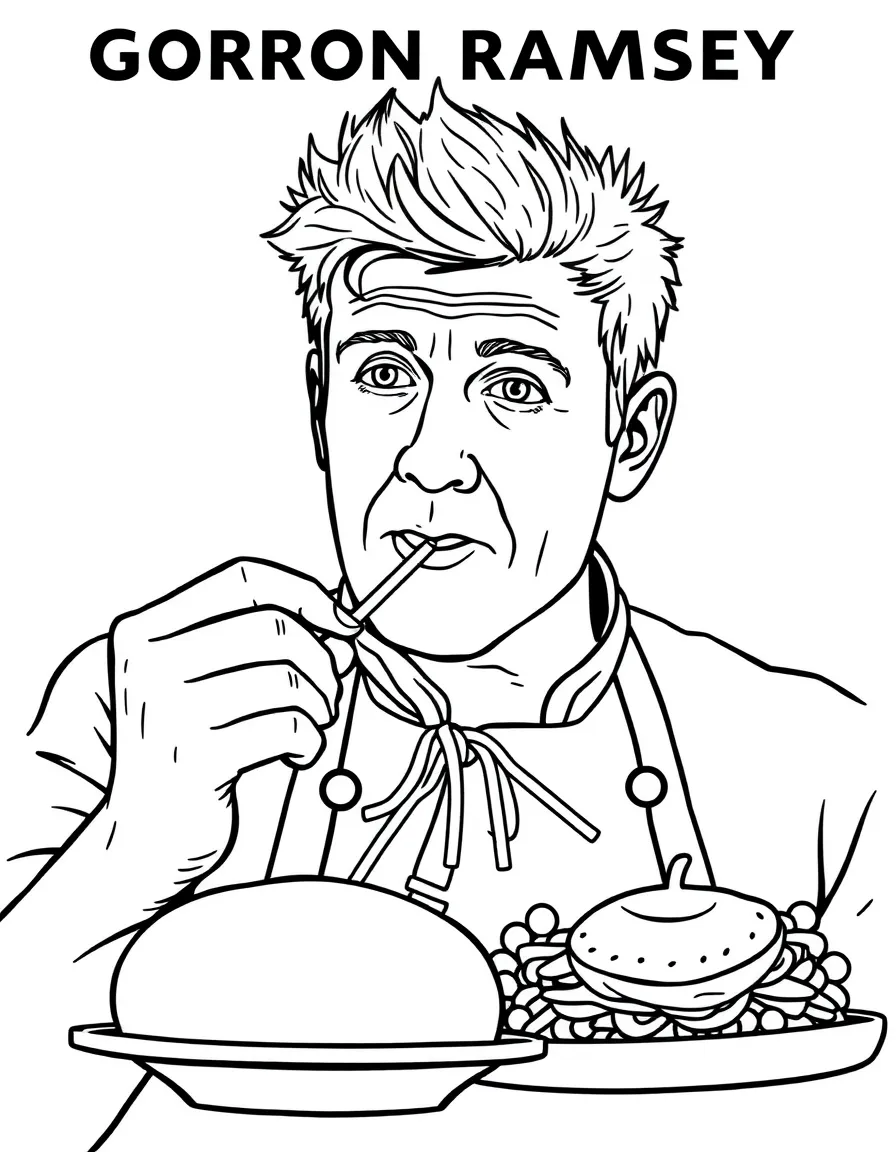 Gordon Ramsay tasting food.