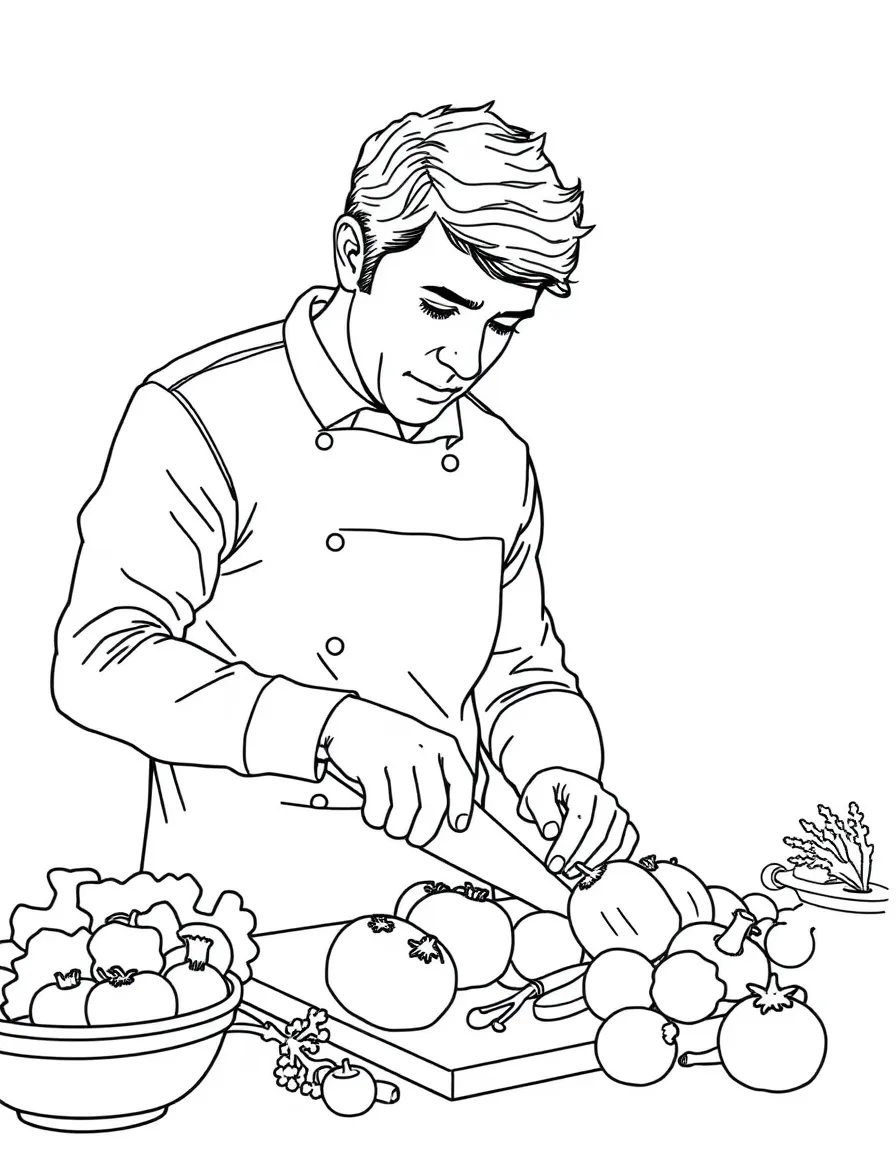 Jamie Oliver chopping vegetables.
