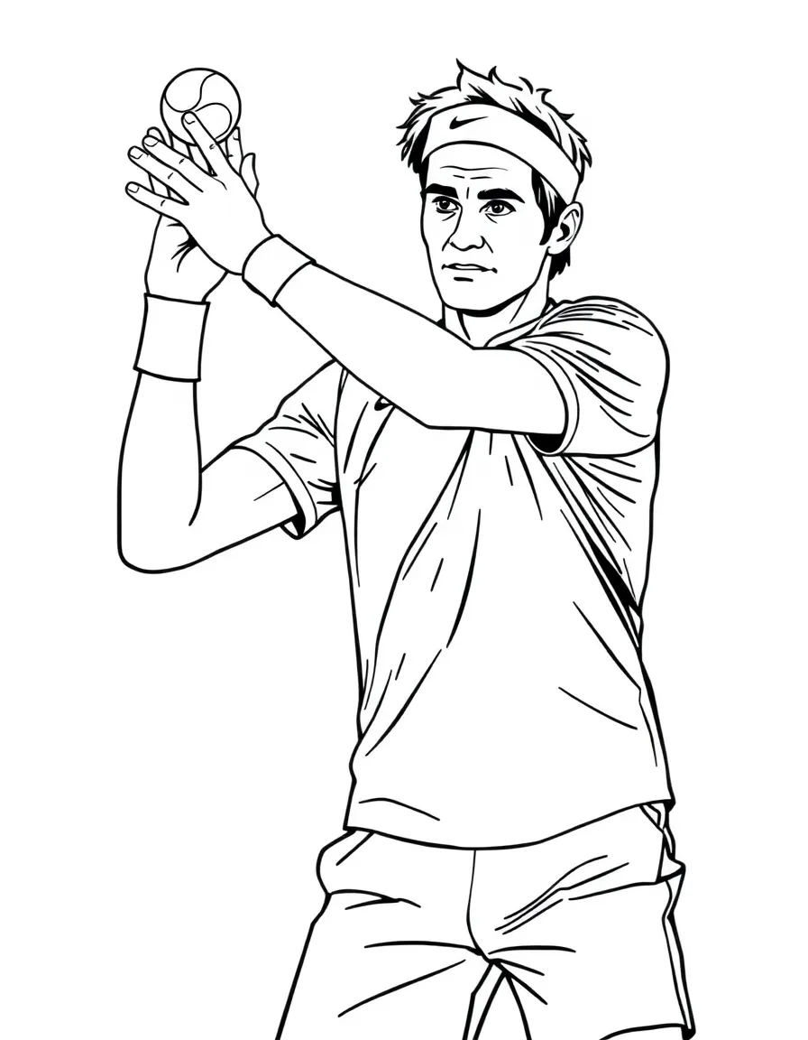 Roger Federer serving.