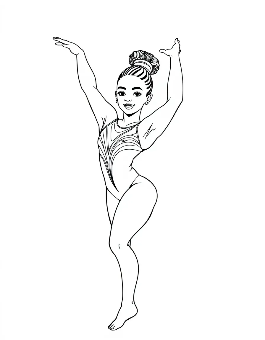 Simone Biles doing a simple pose.