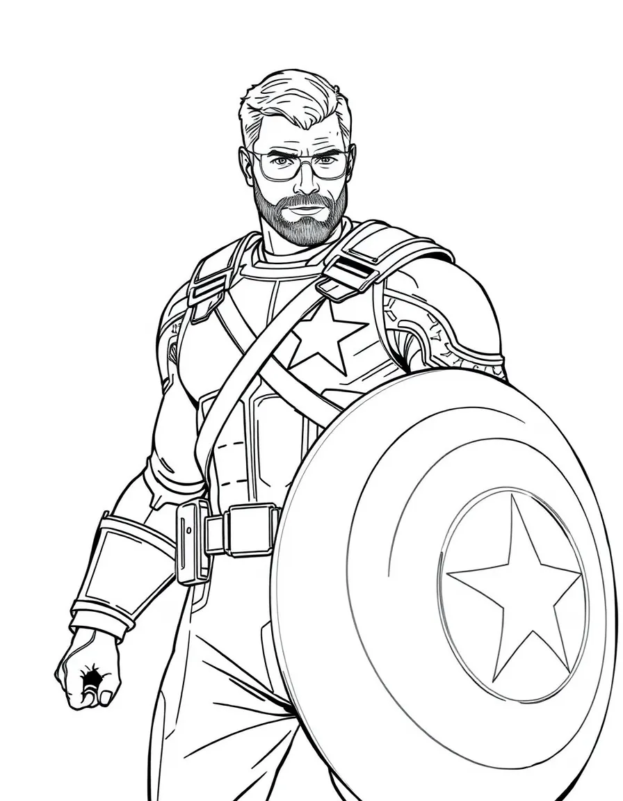 Chris Evans with a shield.