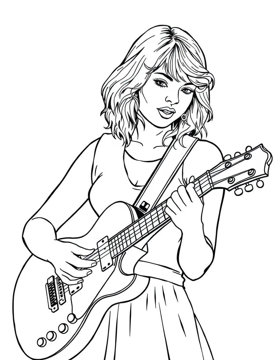 Taylor Swift playing guitar.