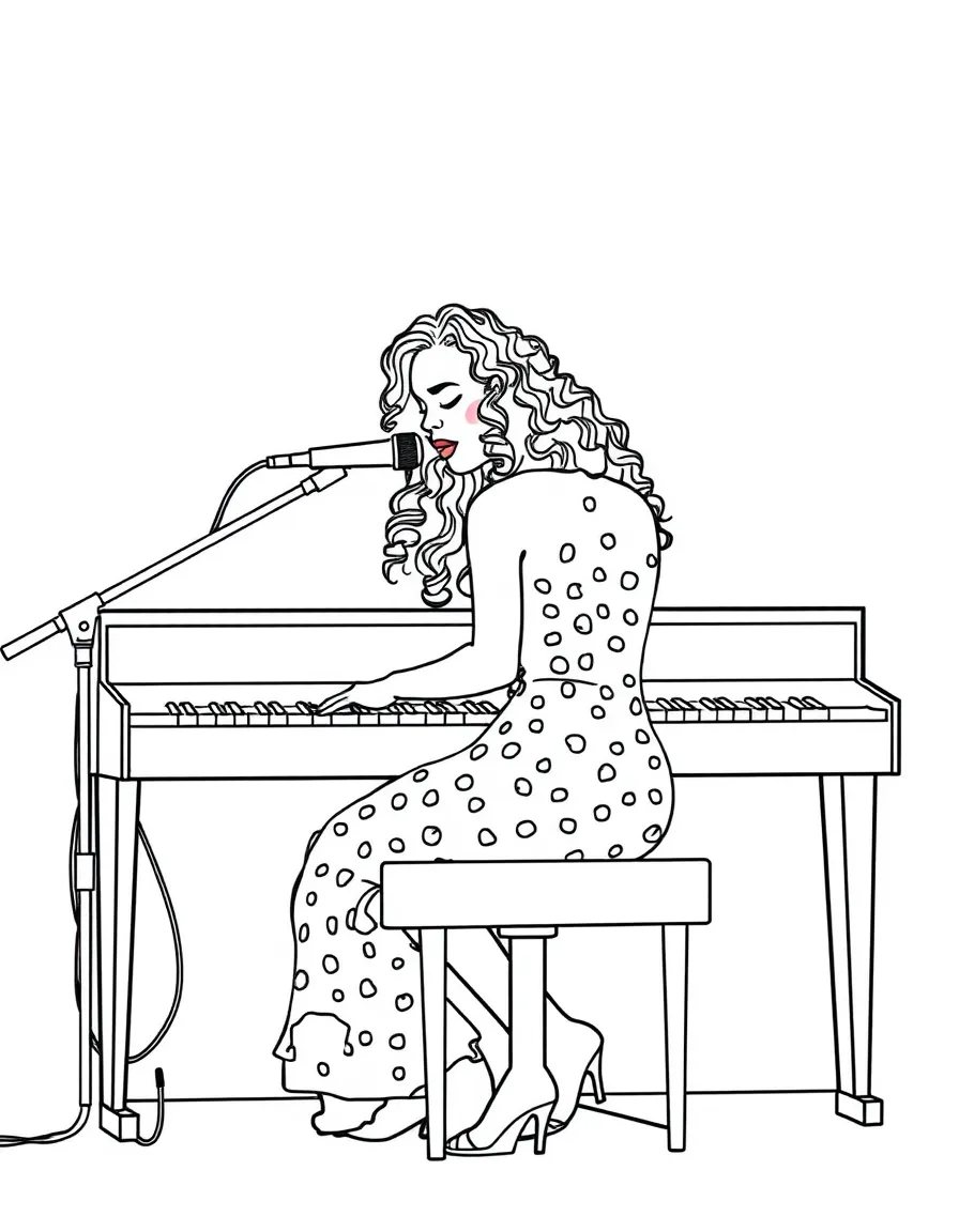 Alicia Keys playing piano.