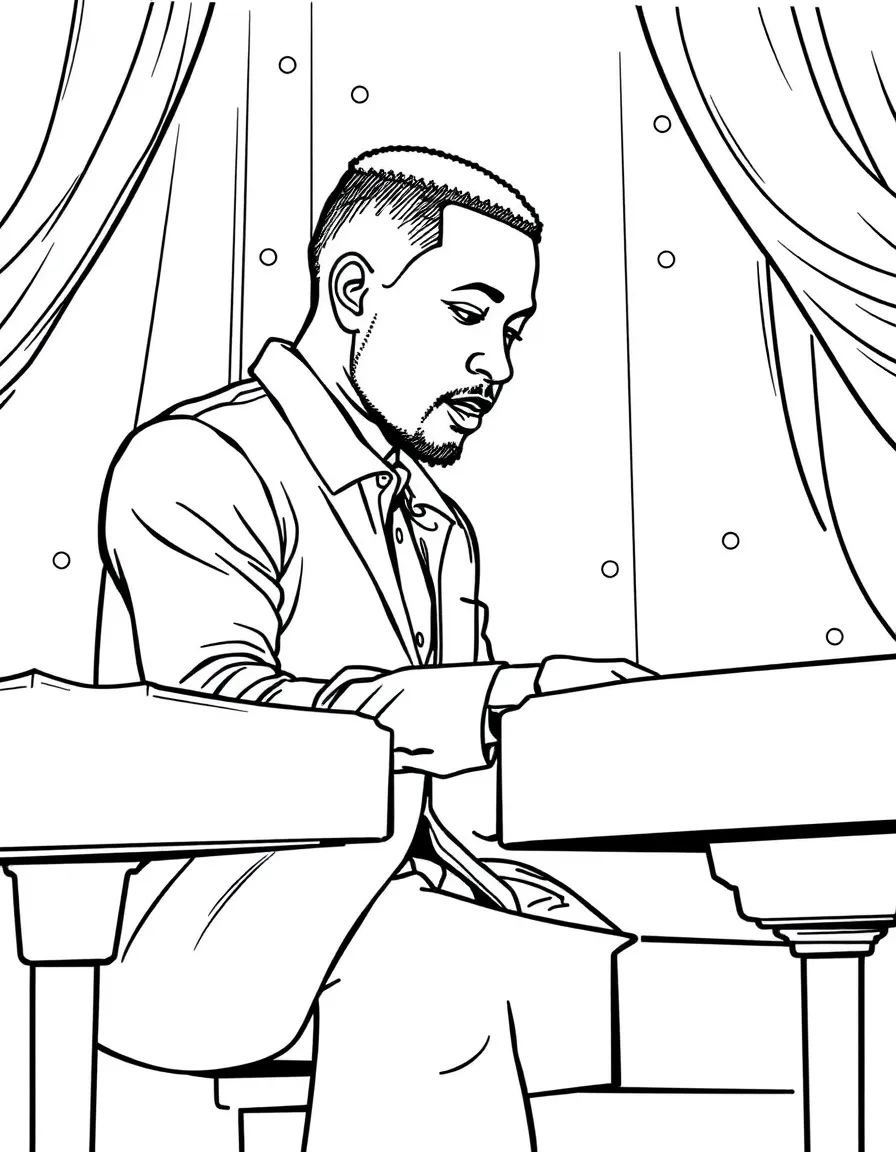John Legend playing piano.