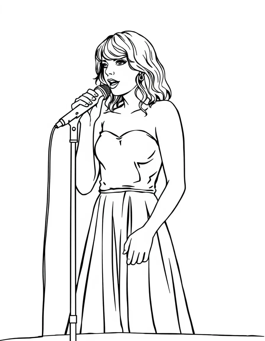 Taylor Swift on a stage with a microphone.