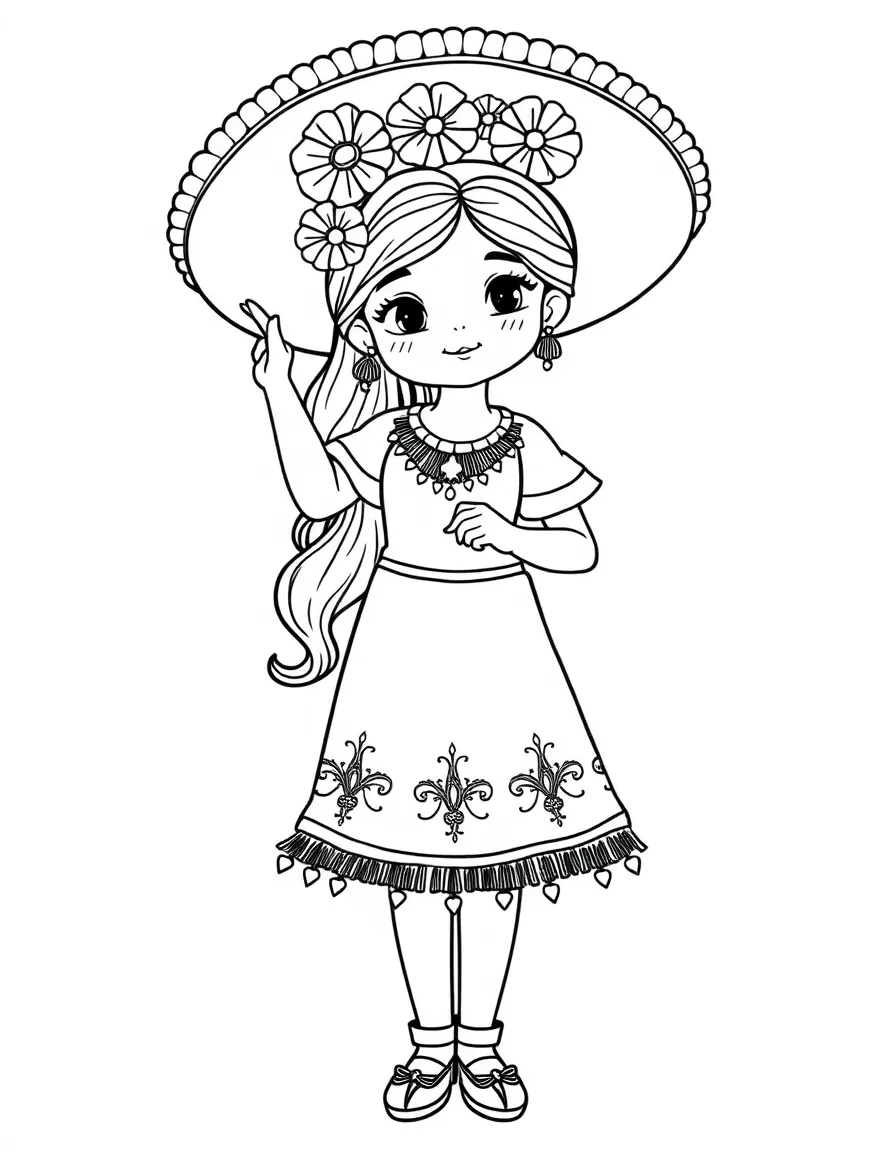 Mexican girl in mariachi outfit