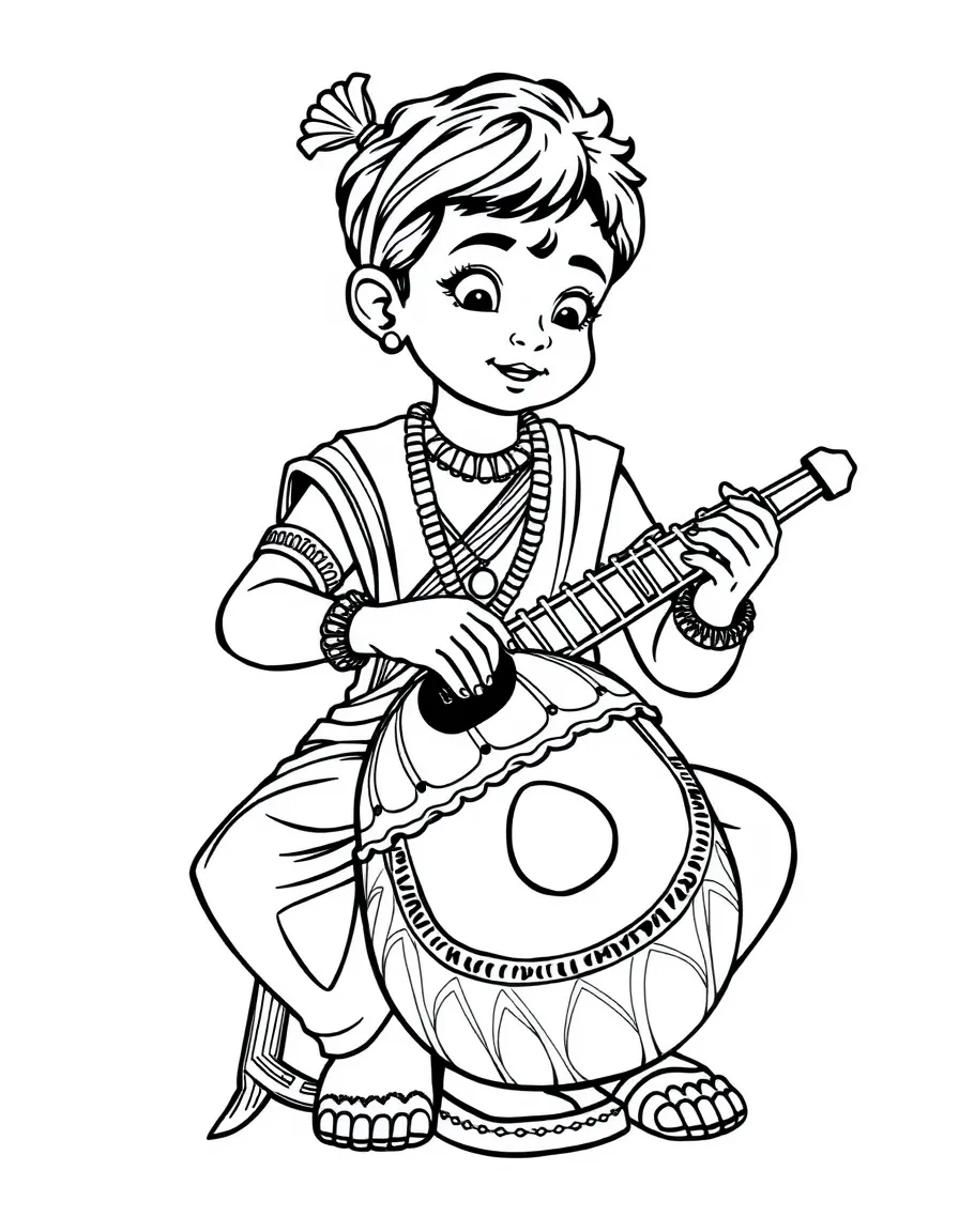 Indian boy playing tabla