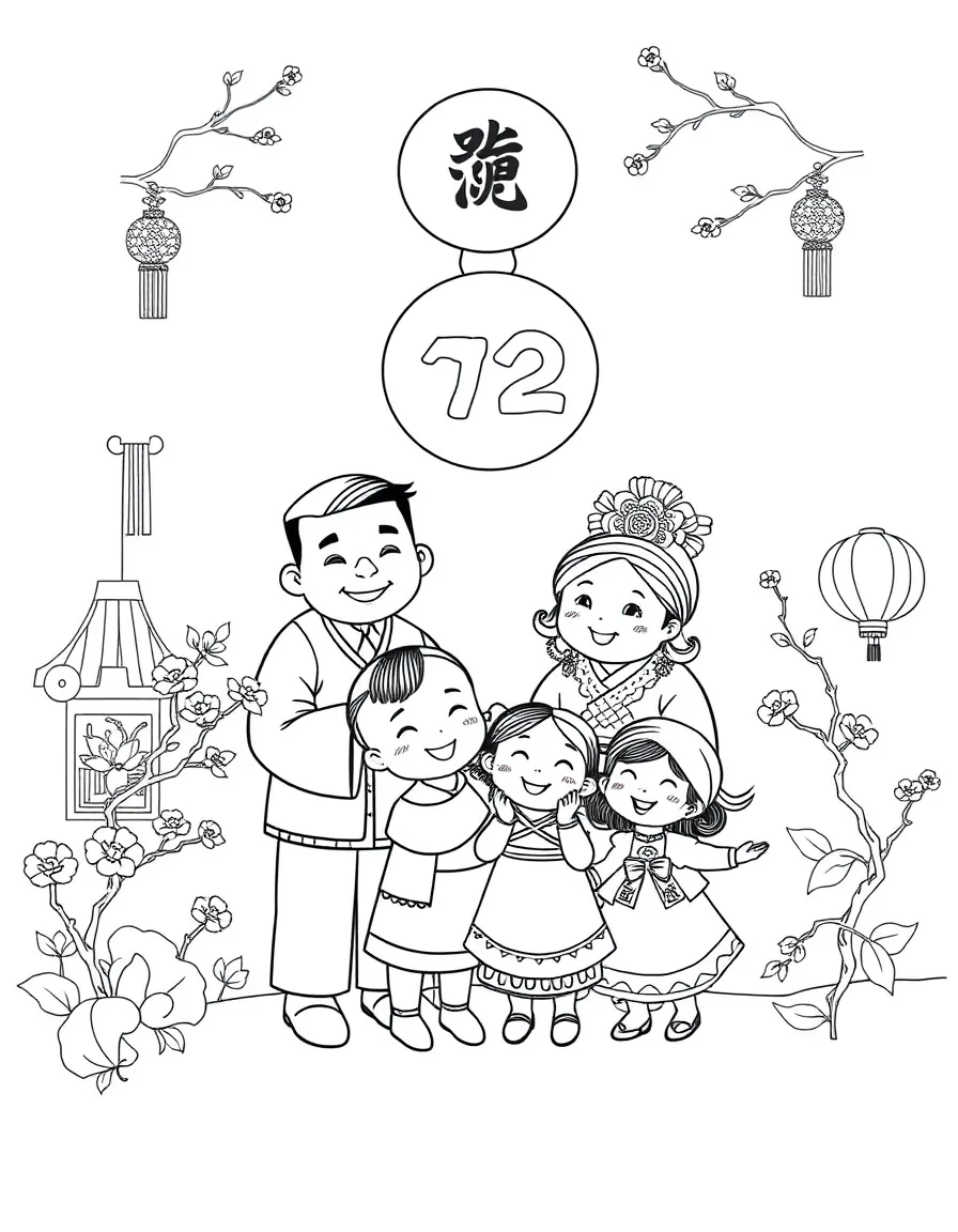 Chinese family celebrating Lunar New Year