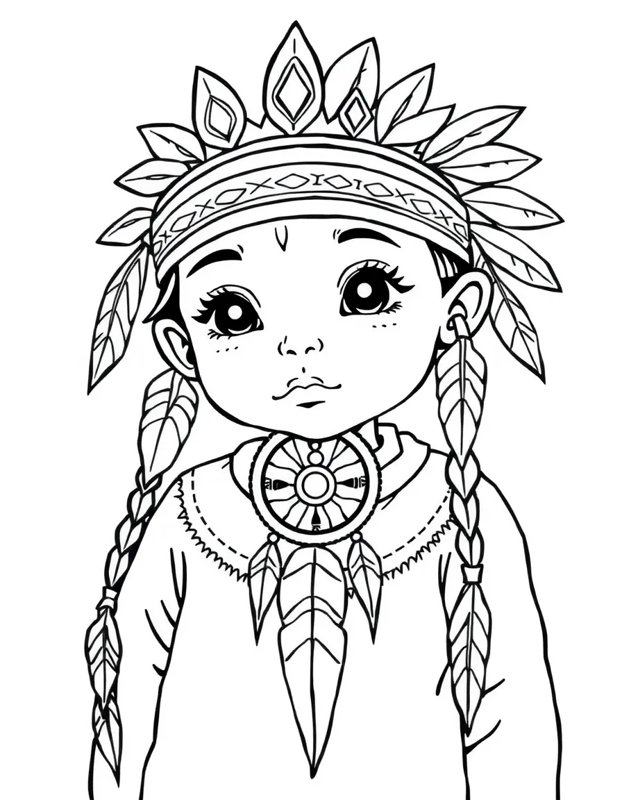 Native American child with dreamcatcher
