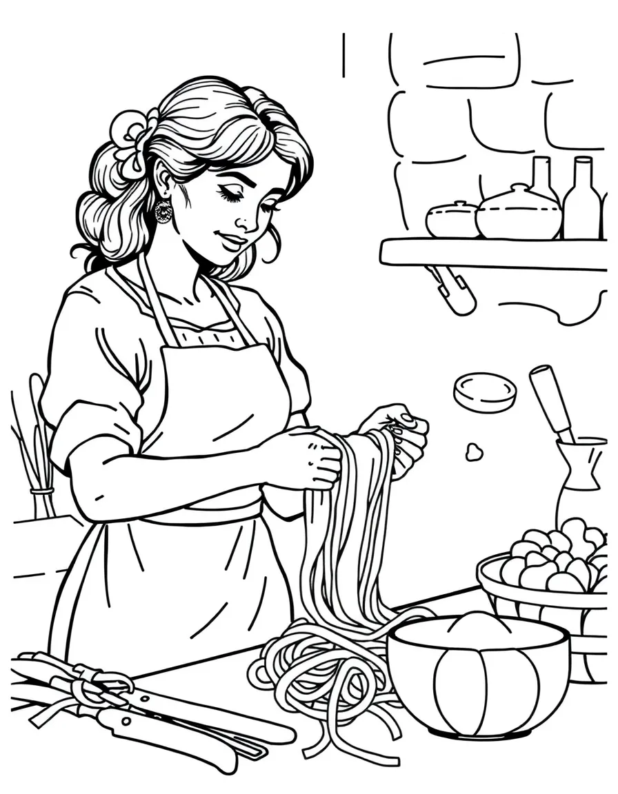Italian woman making pasta