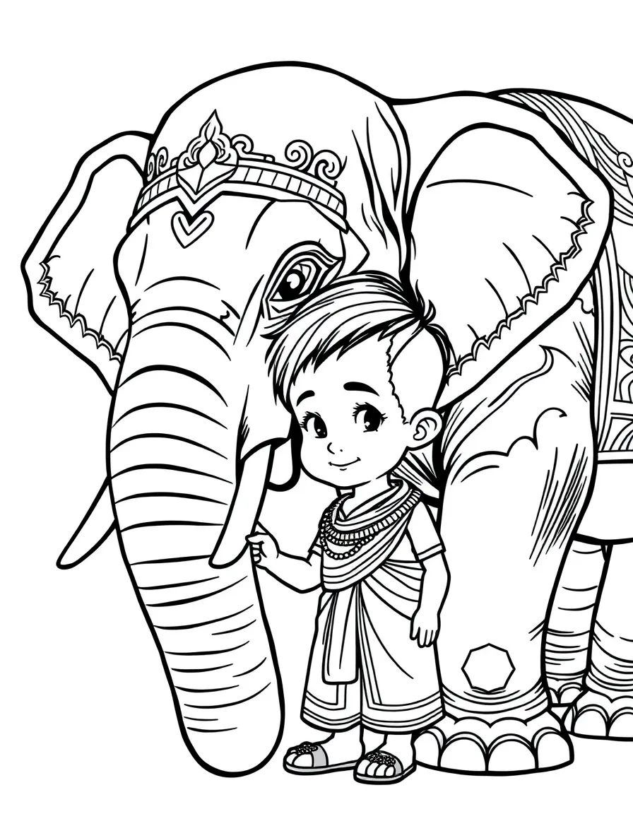 Thai boy with elephant