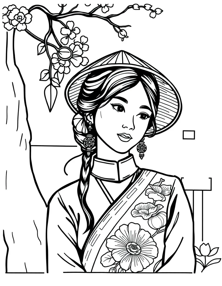 Vietnamese woman wearing non la