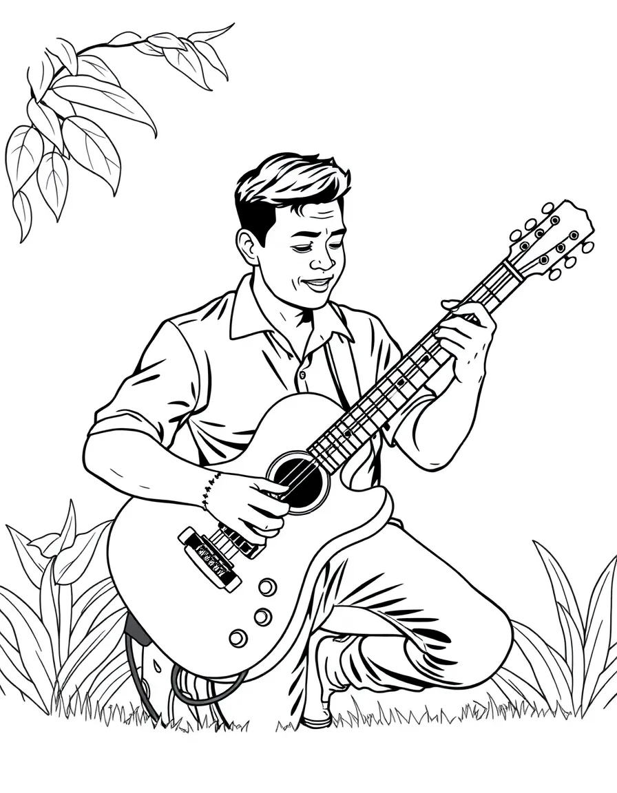 Filipino man playing guitar