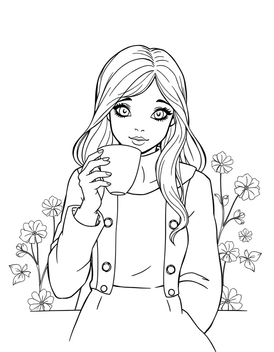 British girl drinking tea