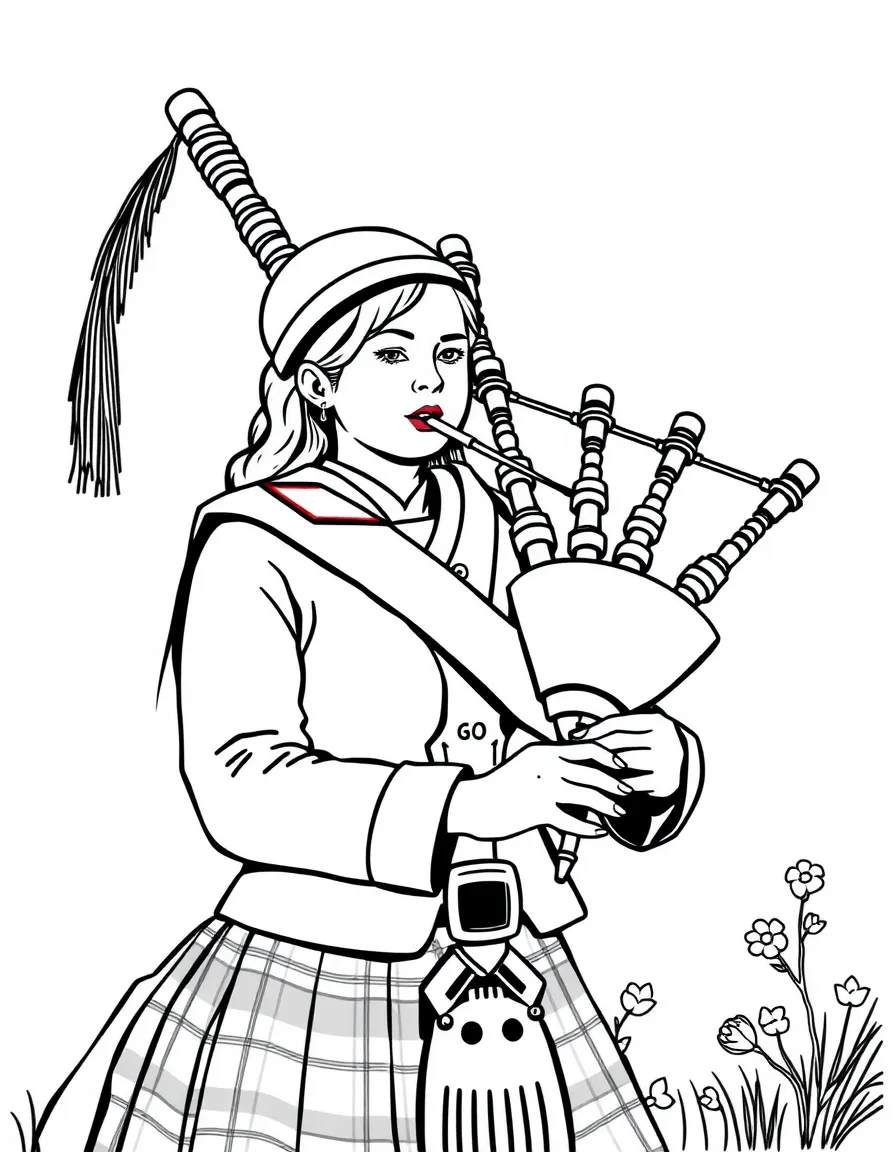 Scottish woman playing bagpipes