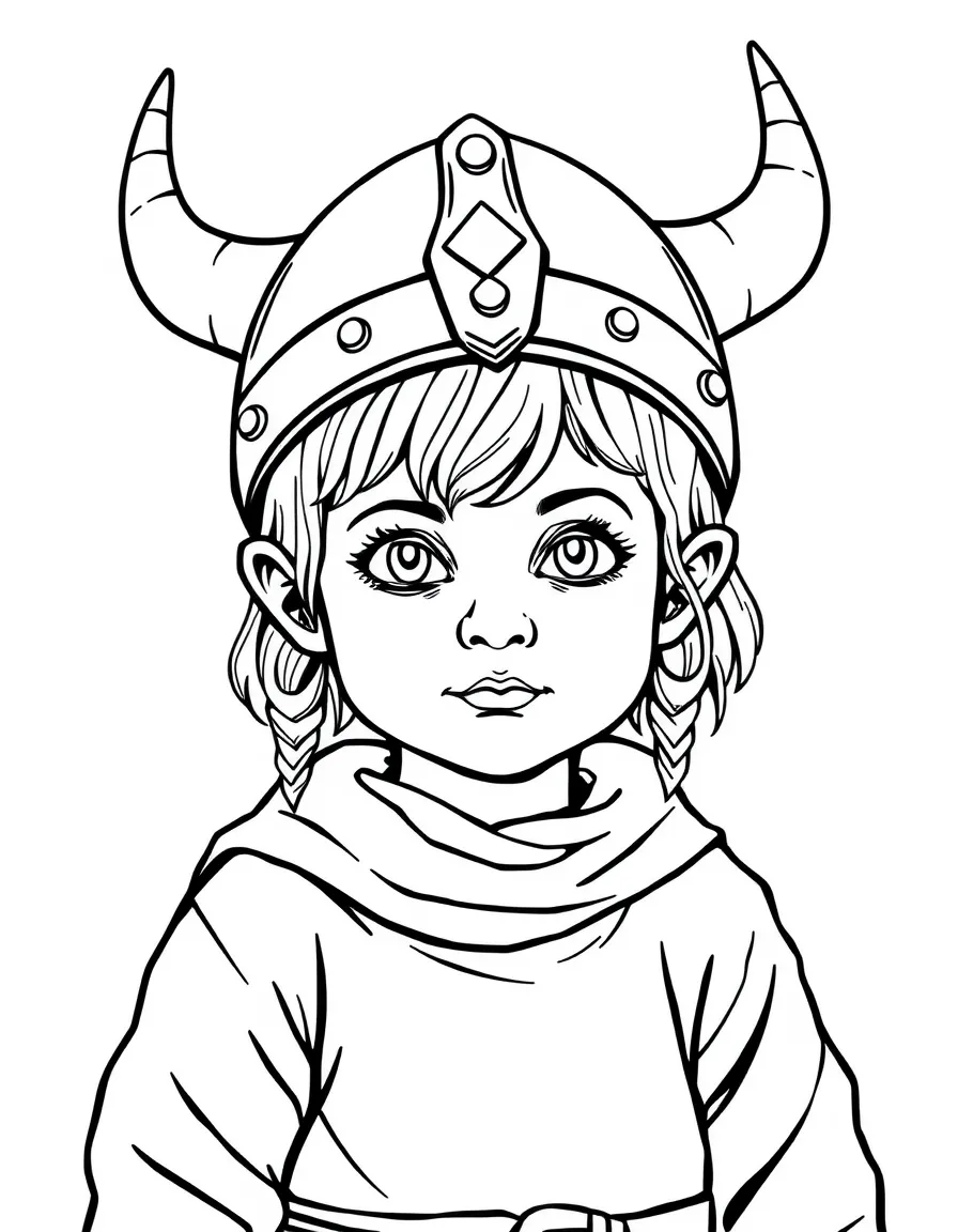Swedish child with Viking helmet