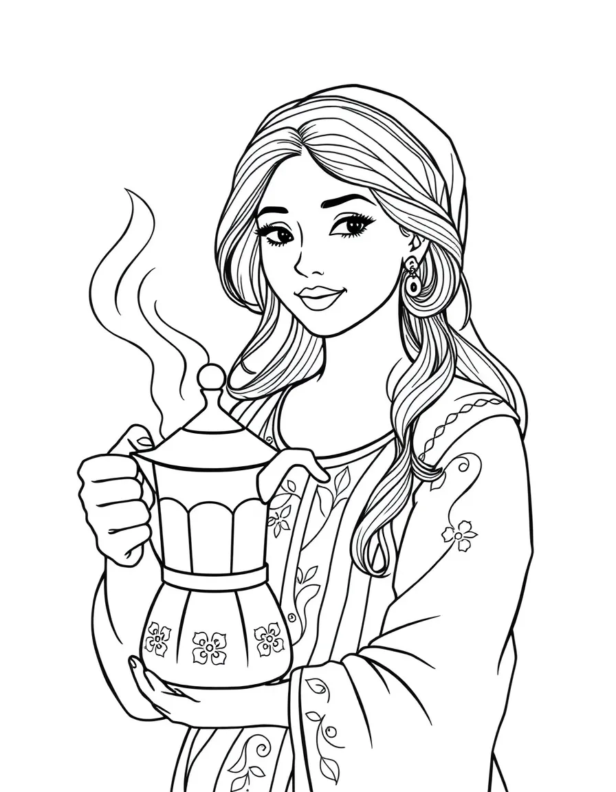 Turkish woman with a coffee pot
