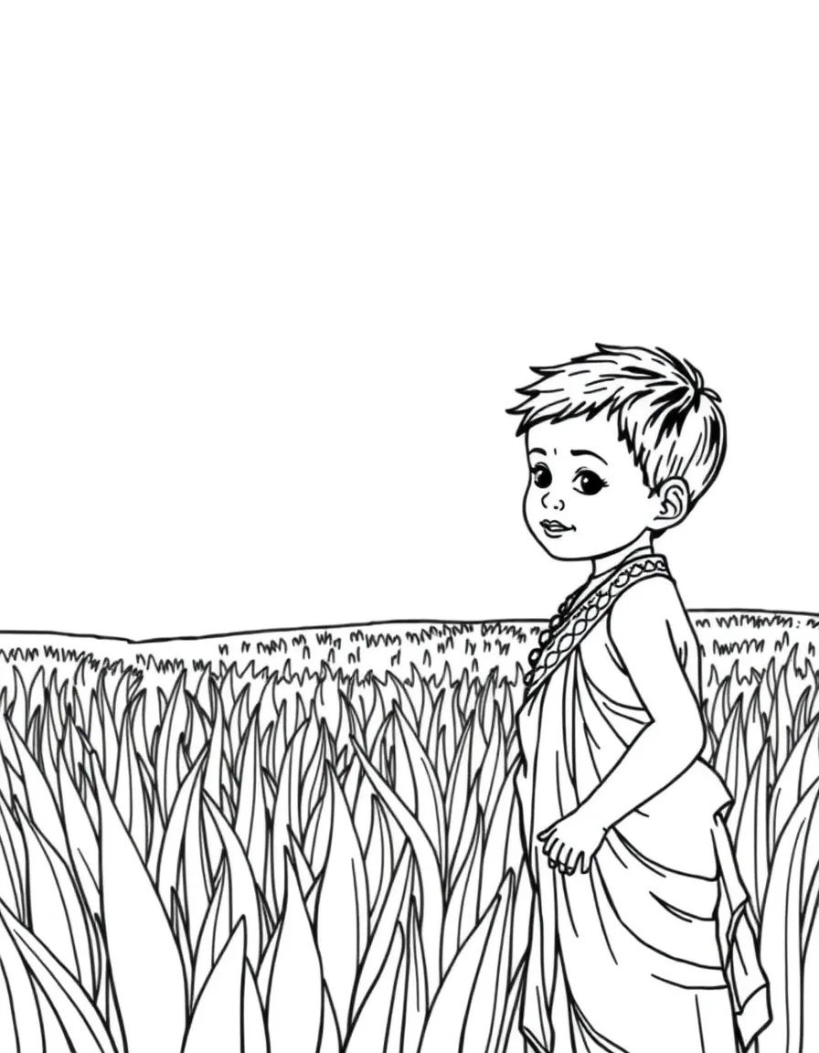 Sri Lankan child with a rice field