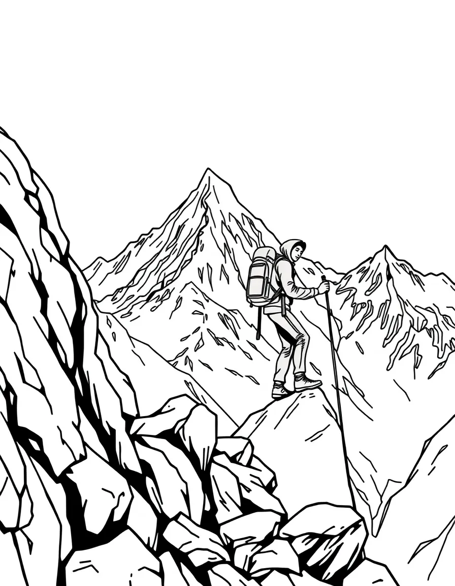 Nepalese man climbing mountains