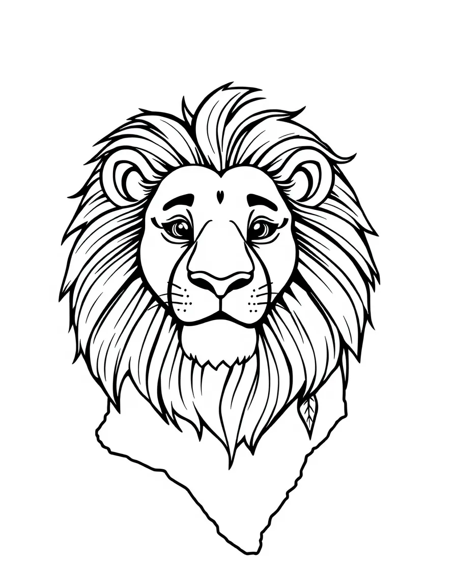 A friendly lion and a map outline of Kenya.
